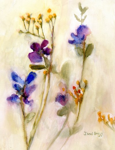 Sweet Pea Floral för Cierra, ca 2020 (akvarell på papper) av Janel Bragg
