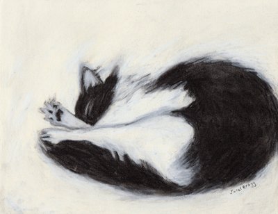 Thomas Taking a Nap, ca 2018 (kol och pastell på papper) av Janel Bragg