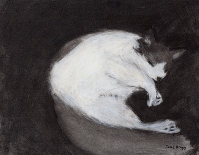 Thomas Taking a Nap, ca 2018 (kol och pastell på papper) av Janel Bragg