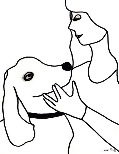 Vincent och Janel i svarta linjer, ca 2024 (tuschpenna på papper) av Janel Bragg