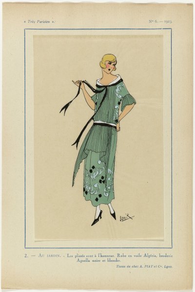 Mycket parisisk, 1923, nr 6: 2.- I TRÄDGÅRDEN. / Vecken är i rampljuset... av Janik