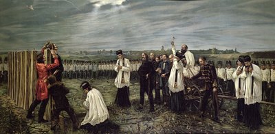 Avrättning av ungerska officerare av österrikarna i Arad, Ungern den 6 oktober 1849, 1893 (chromolitho) av Janos Thorma