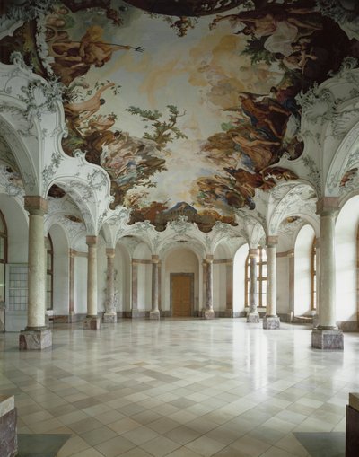 Wuerzburg residens, Sala Terrena, Wuerzburg, Tyskland (fresco) av Januarius Zick