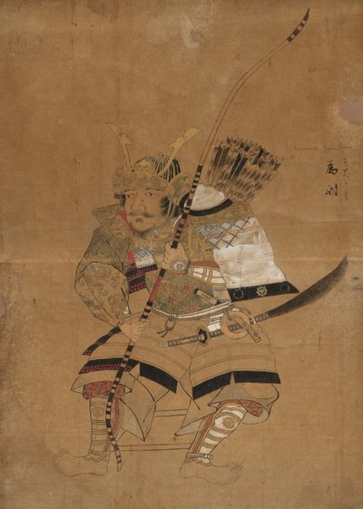 Skissmodell för porträtt av Minamoto Tametomo av Japan, Edo period