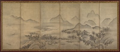 Månbelyst landskap (en i ett par) av Japan, Muromachi period