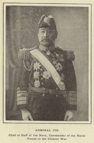Amiral Ito, stabschef för marinen, befälhavare för sjöstyrkorna i det kinesiska kriget av Japanese Photographer
