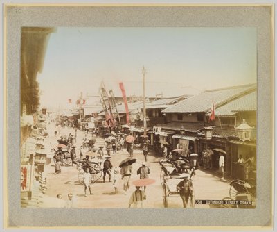 Dotonbori Street, Osaka, Japan (handfärgat svartvitt foto) av Japanese Photographer