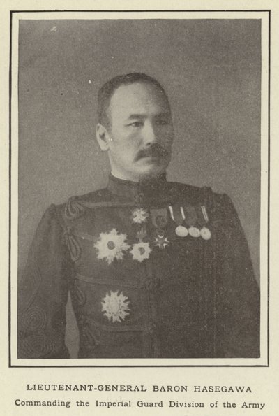 Generallöjtnant baron Hasegawa, befälhavare för arméns kejserliga gardedivision av Japanese Photographer