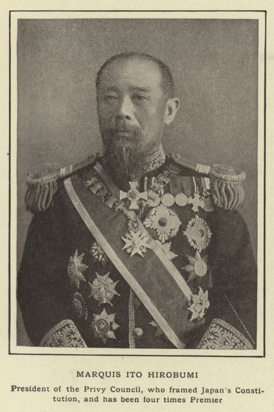 Markis Ito Hirobumi, ordförande för Privy Council, som utformade Japans konstitution och har varit premiärminister fyra gånger av Japanese Photographer