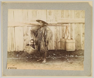 Peasant, Japan (handfärgat svartvitt foto) av Japanese Photographer