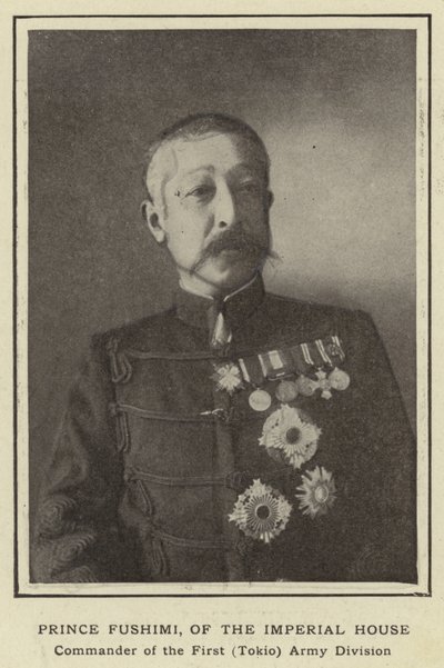 Prins Fushimi, från det kejserliga huset, befälhavare för den första (Tokio) armédivisionen av Japanese Photographer