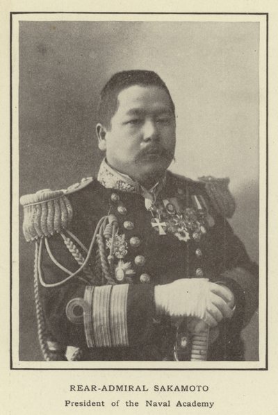 Konteramiral Sakamoto, ordförande för Naval Academy av Japanese Photographer