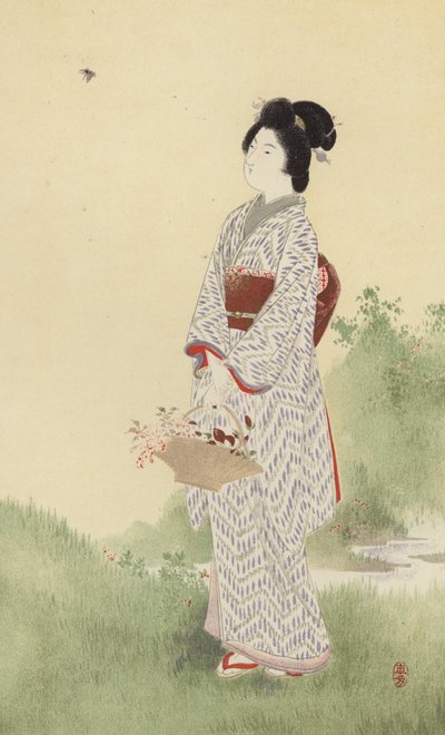 En japansk tjej (chromolitho) av Japanese School