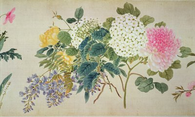 En botanisk studie av flox och andra blommor (wc på siden) av Japanese School