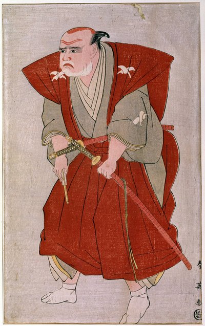 Ett japanskt tryck av teaterskådespelare från 1800-talet. Paris, Guimet Museum, Asian Arts Museum av Japanese School