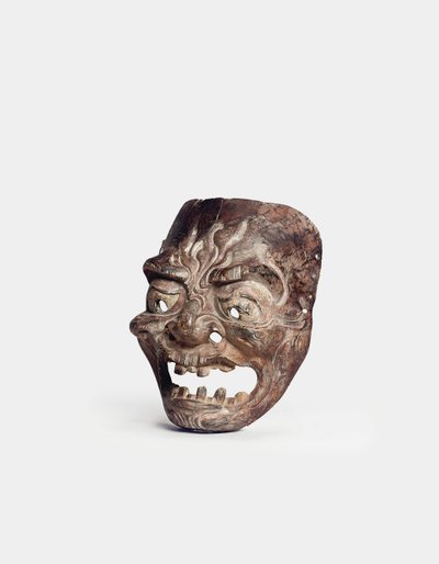 En Gigaku-mask i trä (trä) av Japanese School
