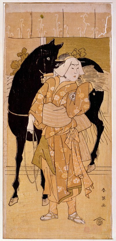 En skådespelare som framför en bonde och hans häst japanskt tryck från 1800-talet. Paris, Guimet-museet, Nationalmuseet för asiatisk konst av Japanese School