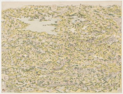Fågelperspektiv över Kiso Highway från Edo till Kyoto, 1819 av Japanese School
