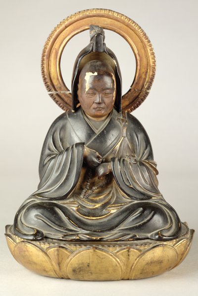 Buddhistisk abbot (lackerat trä) av Japanese School