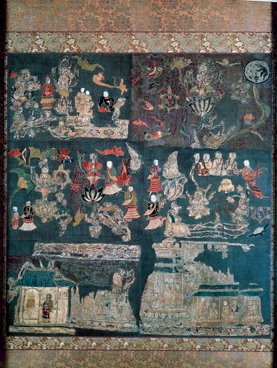 Buddhistiskt paradis, berättelsen om Chan Mystic, Chuguji-templet, Nara, Asuka-perioden (552-646), japansk civilisation av Japanese School