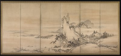 Chinese Landscape, en av ett par sexfaldiga skärmar av Japanese School