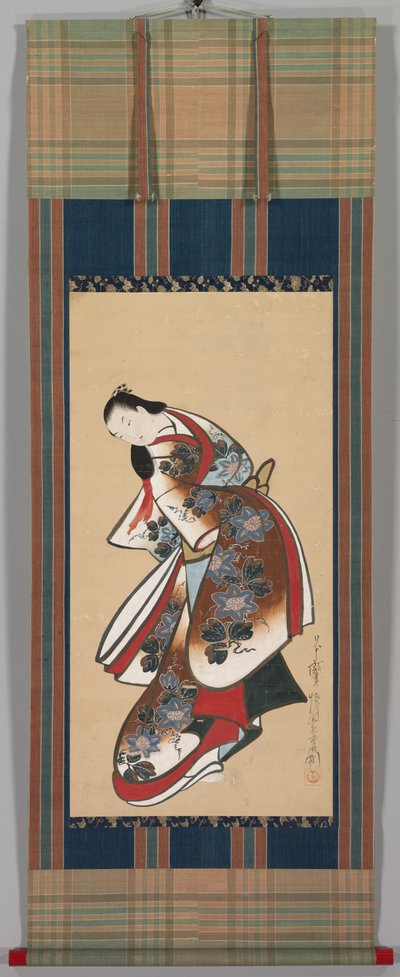 Courtesan, tidigt 1700-tal (hängande rulla, bläck och färg på papper) av Japanese School