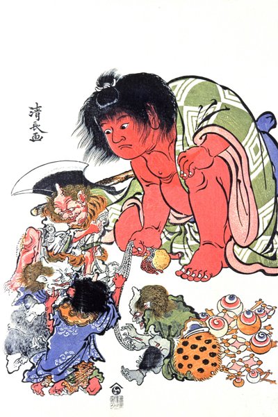 Demoner, mitten av 1800-talet (tryck) av Japanese School