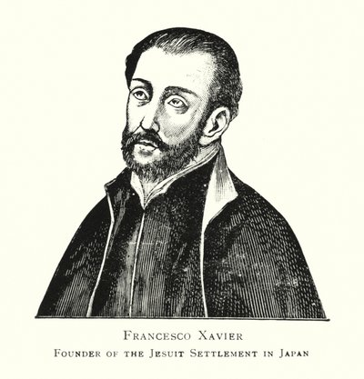 Francesco Xavier, grundare av jesuitbosättningen i Japan (litho) av Japanese School