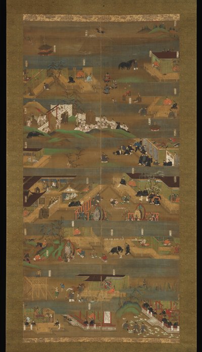 Illustrerad biografi om prins Sh?toku, hängande rulle, Kamakura-perioden (1185–1333) (bläck, färg och guld på siden) av Japanese School