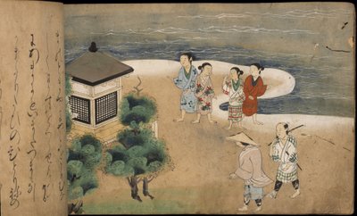 Japanska män vid en pagod, illustration från 
