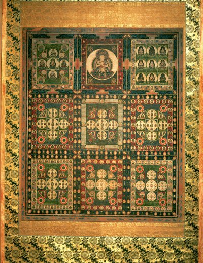 Kongo-kai Mandara, Kamakara-period (ogenomskinlig wc, bläck och guld på siden) (se även 203663) av Japanese School