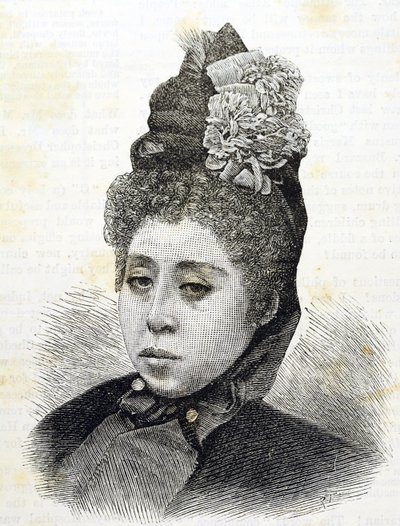 Meiji-eran. Prinsessan Komatsu av Japan. Illustration av 1887 (gravyr) av Japanese School