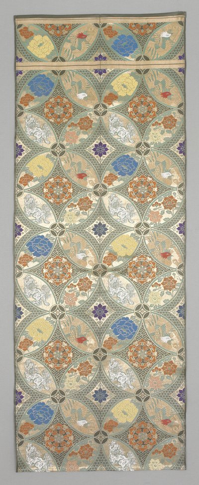 Obi Fragment, sent 1800-tidigt 1900-tal (Sidentyg) av Japanese School