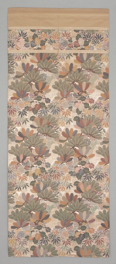 Obi Fragment, sent 1800-tidigt 1900-tal (Sidentyg) av Japanese School
