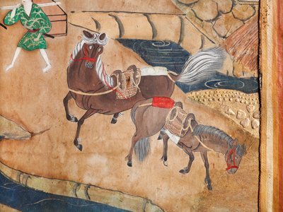 Osakazu Byobu - Japansk vikskärm med åtta paneler (målning) av Japanese School