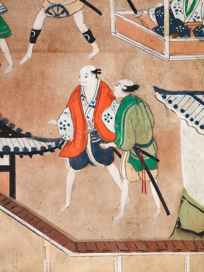 Osakazu Byobu - Japansk vikskärm med åtta paneler (målning) av Japanese School