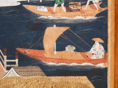 Osakazu Byobu - Japansk vikskärm med åtta paneler (målning) av Japanese School