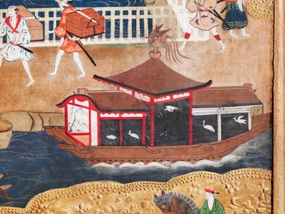 Osakazu Byobu - Japansk vikskärm med åtta paneler (målning) av Japanese School