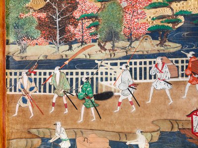 Osakazu Byobu - Japansk vikskärm med åtta paneler (målning) av Japanese School