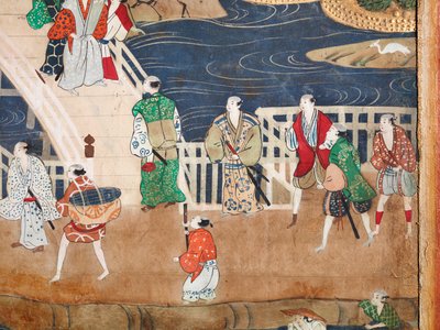 Osakazu Byobu - Japansk vikskärm med åtta paneler (målning) av Japanese School