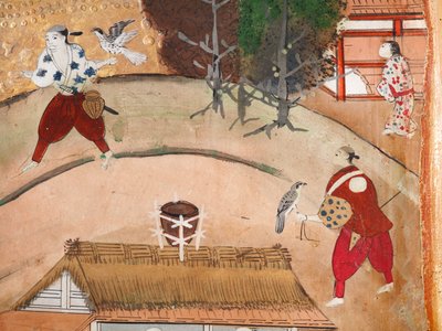 Osakazu Byobu - Japansk vikskärm med åtta paneler (målning) av Japanese School