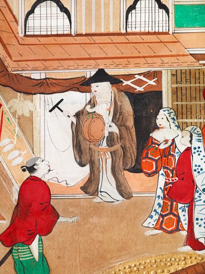 Osakazu Byobu - Japansk vikskärm med åtta paneler (målning) av Japanese School
