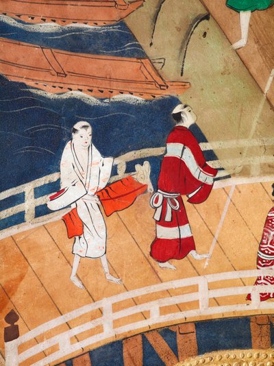 Osakazu Byobu - Japansk vikskärm med åtta paneler (målning) av Japanese School