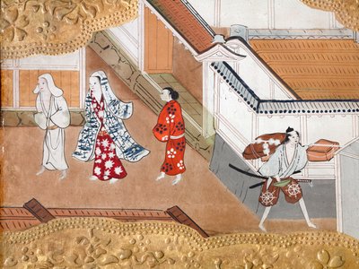 Osakazu Byobu - Japansk vikskärm med åtta paneler (målning) av Japanese School