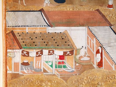 Osakazu Byobu - Japansk vikskärm med åtta paneler (målning) av Japanese School