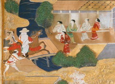 Osakazu Byobu - Japansk vikskärm med åtta paneler (målning) av Japanese School