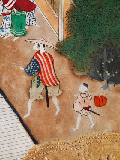 Osakazu Byobu - Japansk vikskärm med åtta paneler (målning) av Japanese School