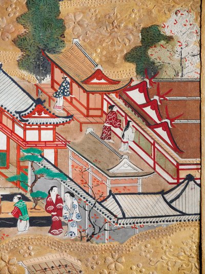 Osakazu Byobu - Japansk vikskärm med åtta paneler (målning) av Japanese School