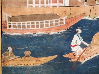 Osakazu Byobu - Japansk vikskärm med åtta paneler (målning) av Japanese School