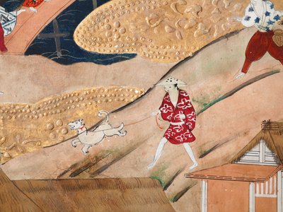 Osakazu Byobu - Japansk vikskärm med åtta paneler (målning) av Japanese School